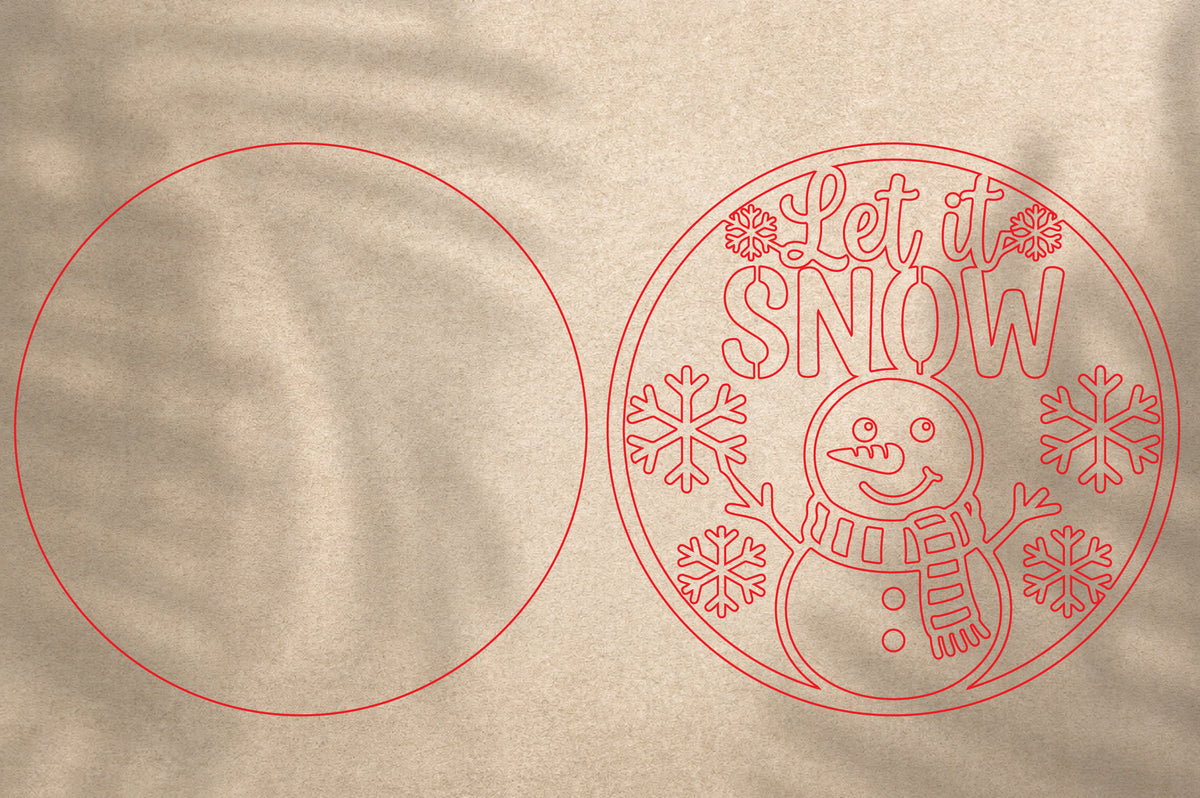 Let It Snow Snowman Ornament SVG Laser Cut | Christmas Winter Ornament Design