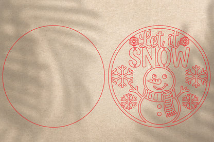 Let It Snow Snowman Ornament SVG Laser Cut | Christmas Winter Ornament Design