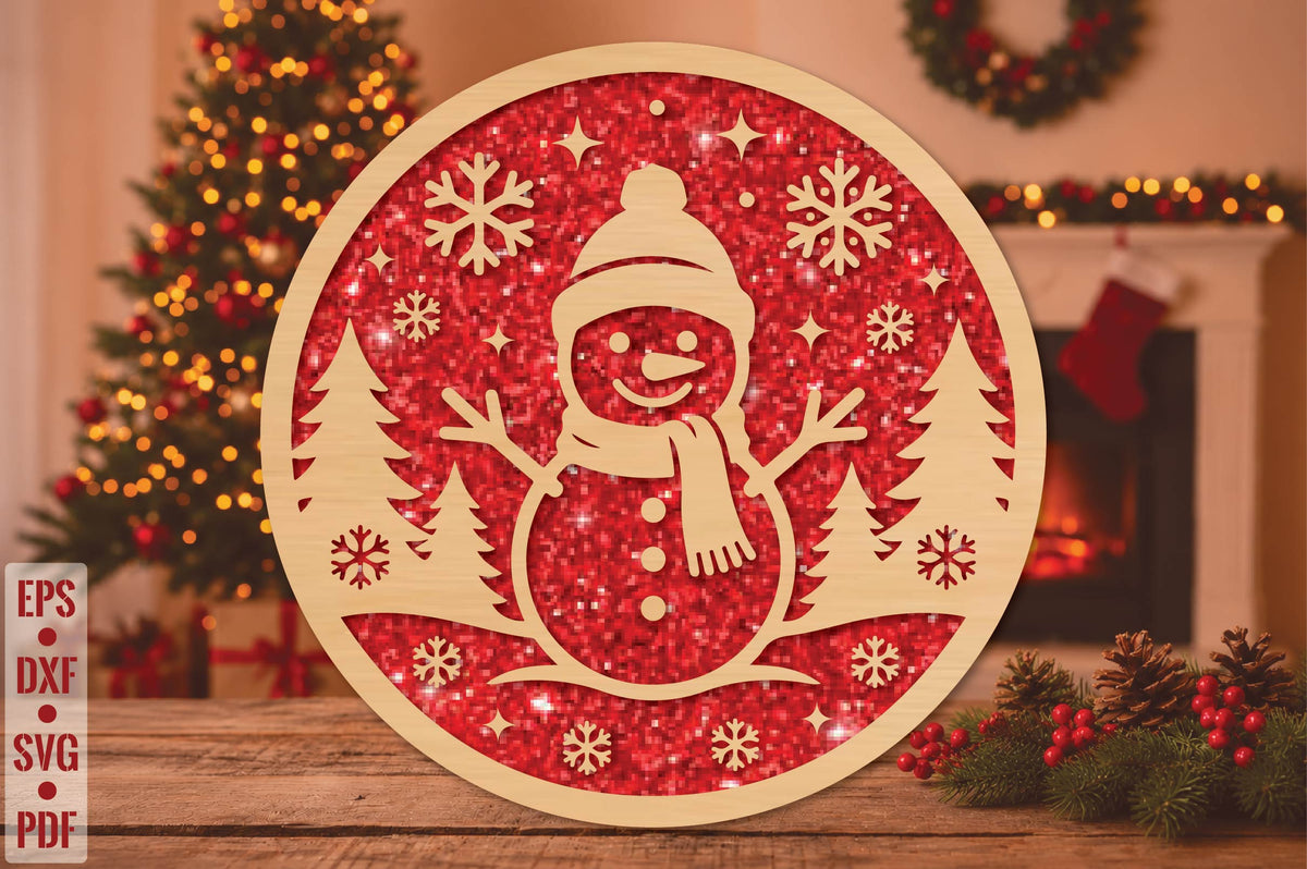 Christmas Snowman Laser Cut SVG