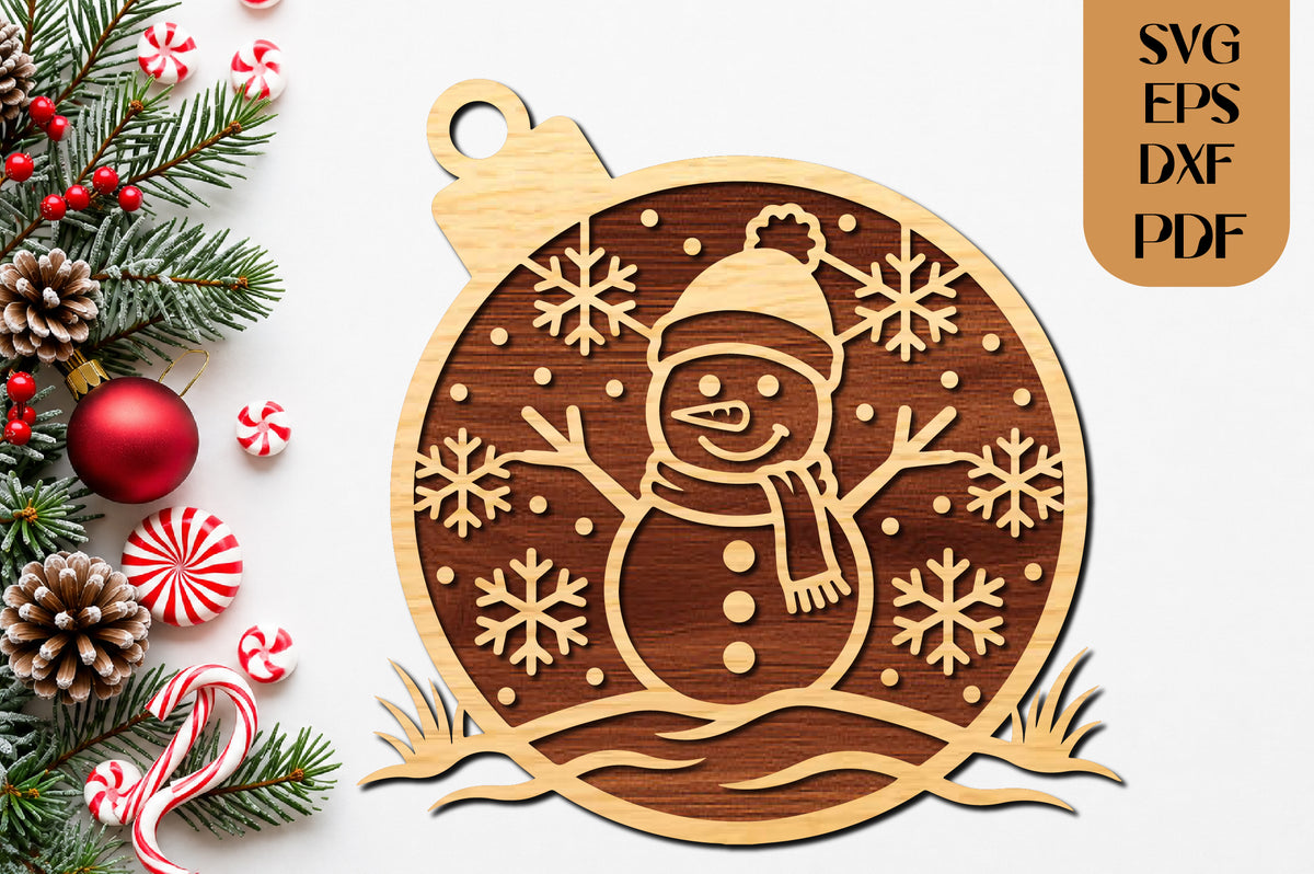 Christmas Snowman Ornament SVG