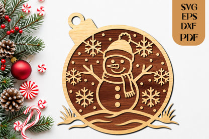 Christmas Snowman Ornament SVG