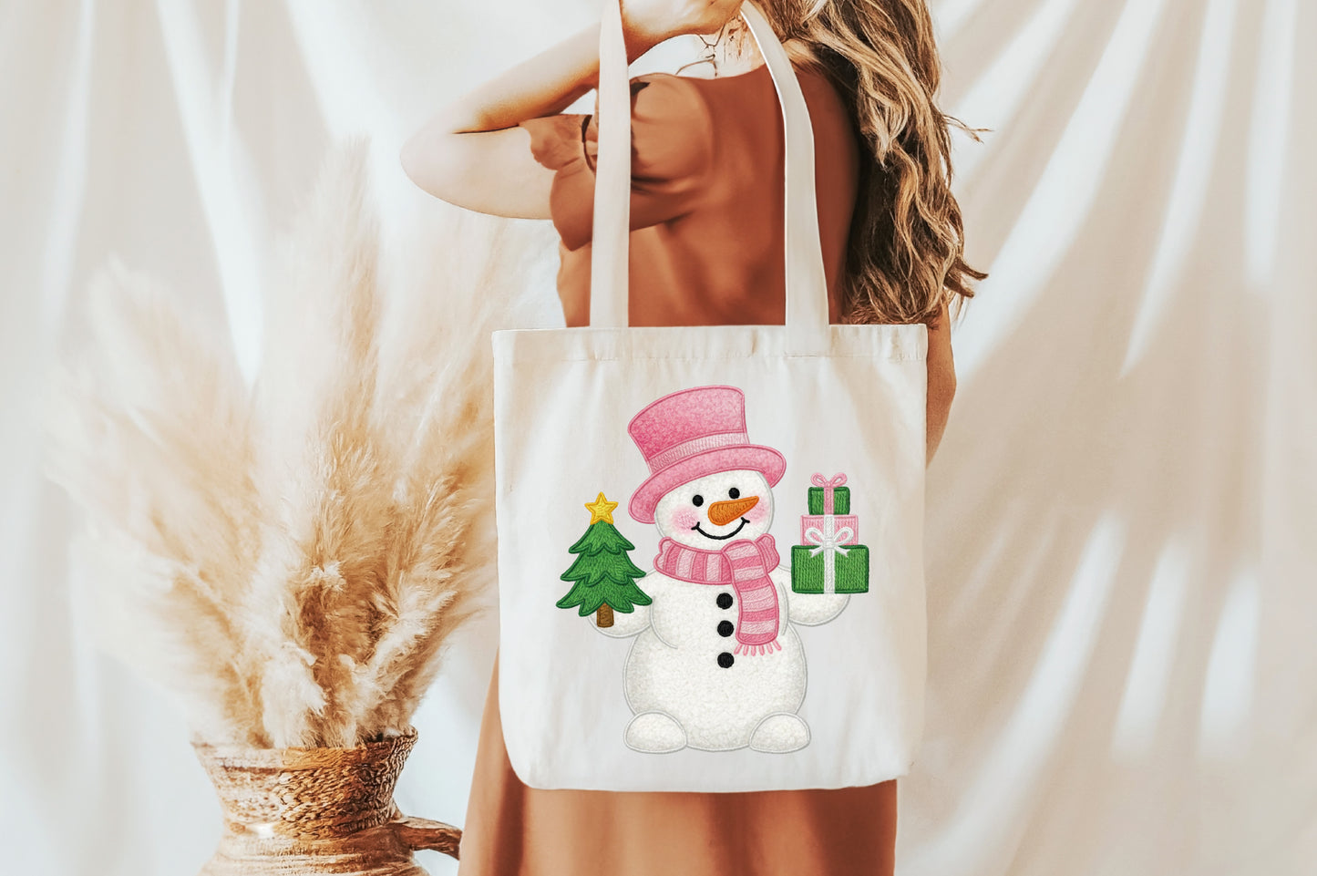 Pink Snowman Christmas PNG