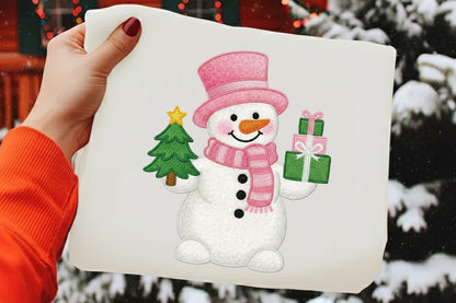 Pink Snowman Christmas PNG