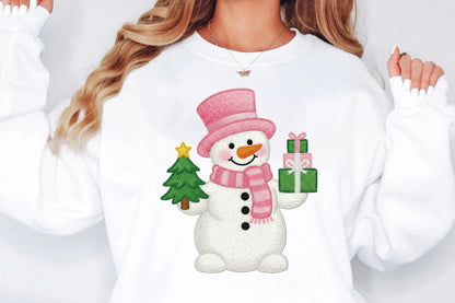 Pink Snowman Christmas PNG