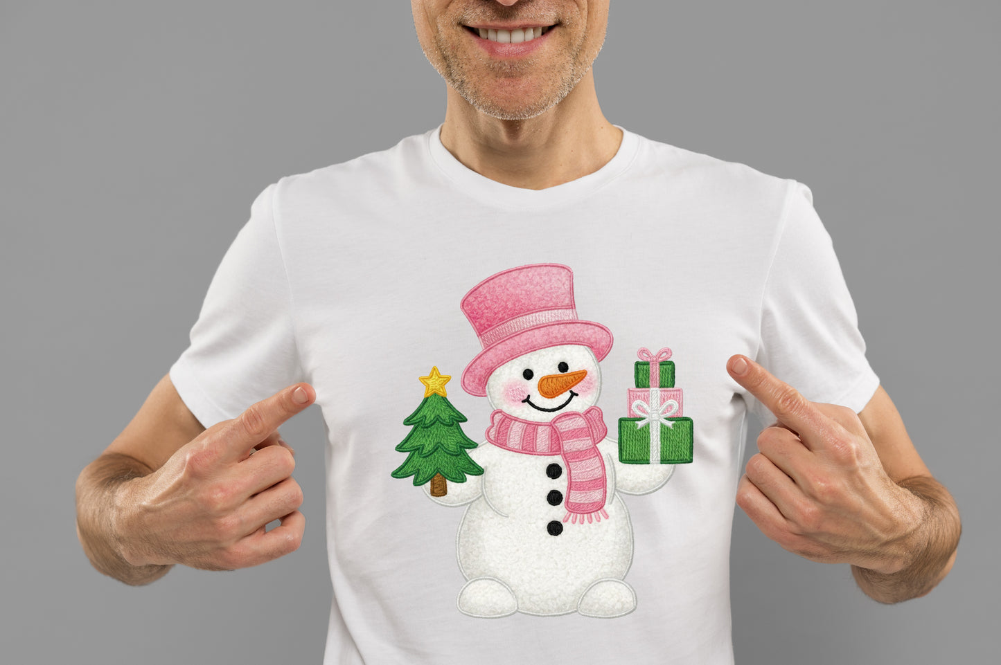 Pink Snowman Christmas PNG