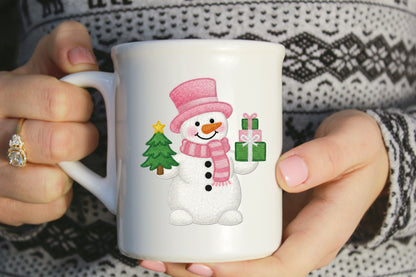 Pink Snowman Christmas PNG