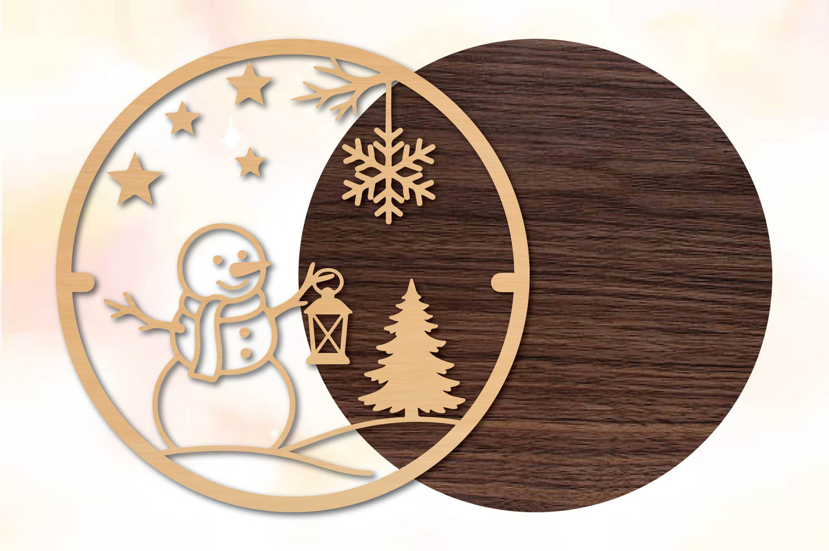 Christmas Snowman Lantern SVG