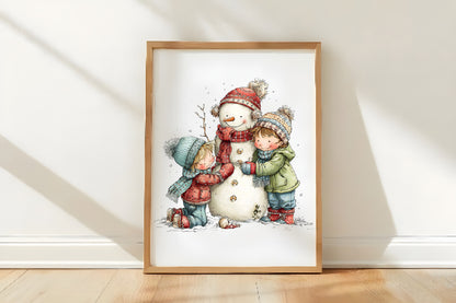 Christmas Snowman Clipart PNG Bundle | Cute Watercolor Holiday Snowman Clipart | Festive Winter Snowman PNG