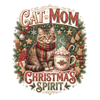 Christmas Spirit Cat Mom PNG