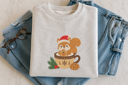 Christmas Squirrel Embroidery Design