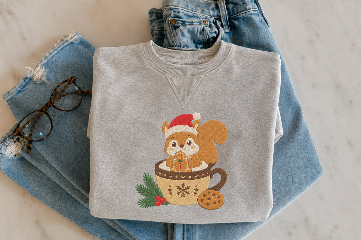 Christmas Squirrel Embroidery Design