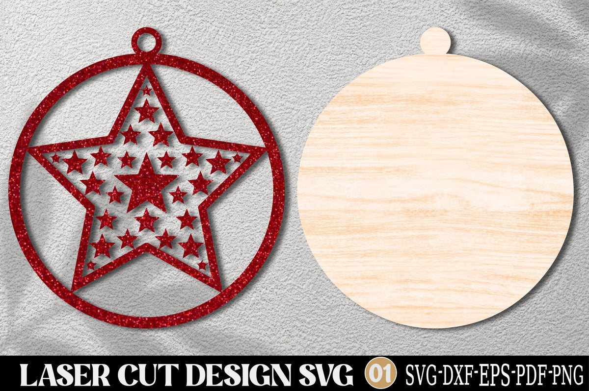 Christmas Star Ornament SVG Laser Cut | Star Christmas Ornament Design