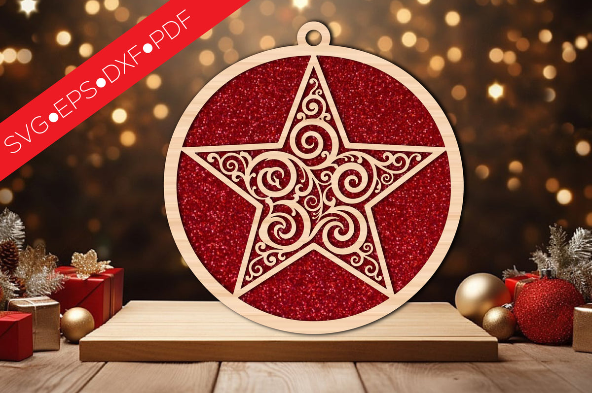 Christmas Star Round SVG Laser Cut