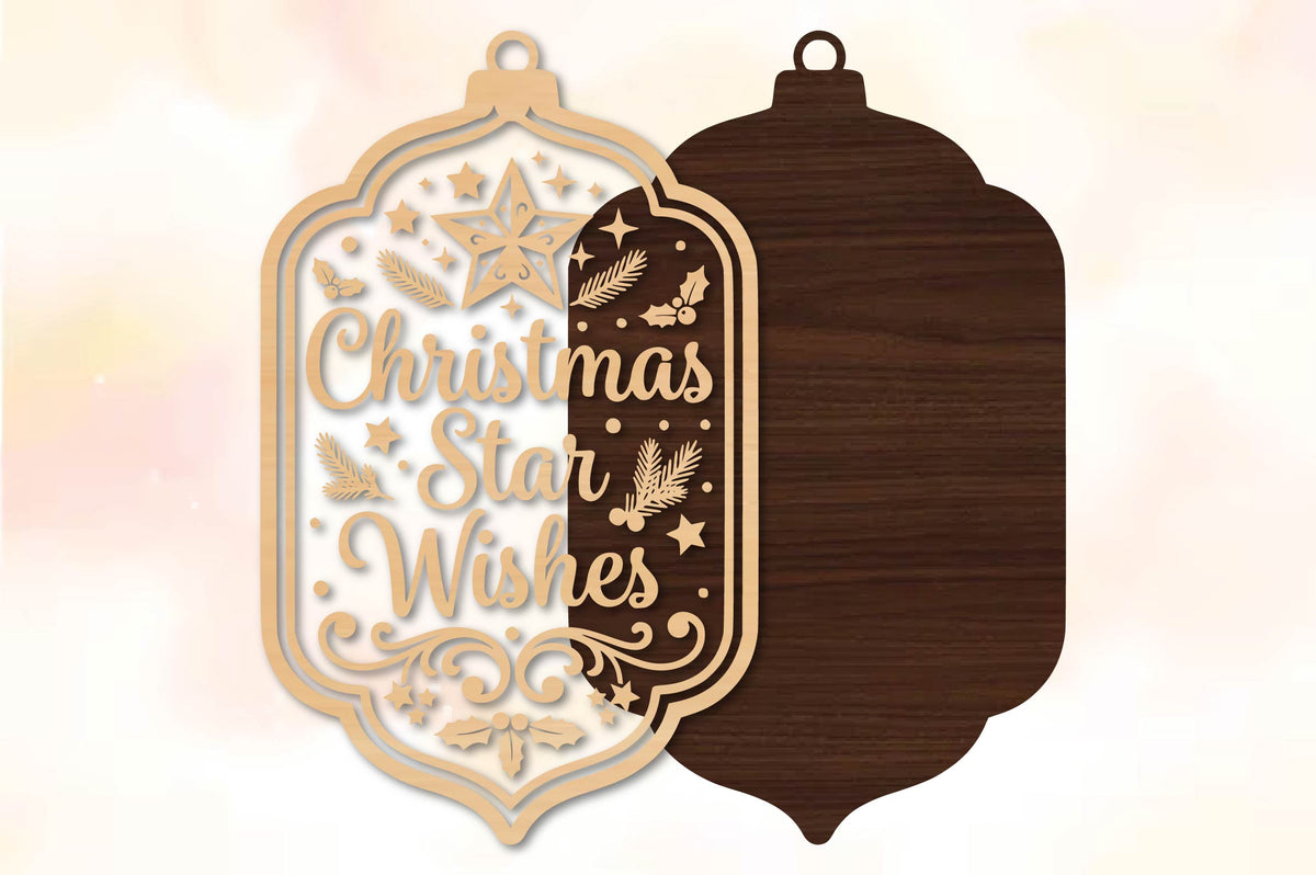 Christmas Star Wishes Ornament Laser Cut SVG