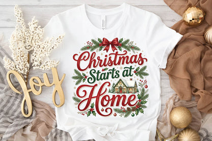 Christmas Starts at Home PNG, Christmas Home Clipart, Cozy Holiday Sublimation Design