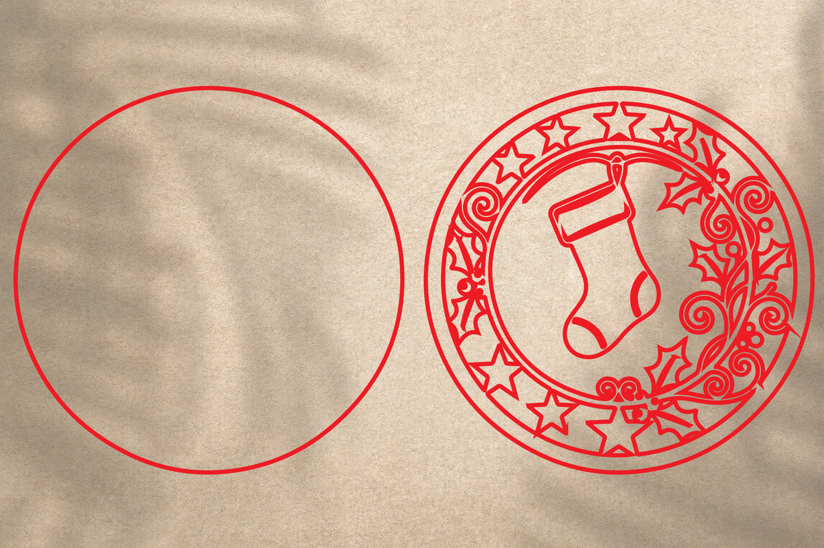 Christmas Stocking Ornament SVG Laser Cut | Christmas Stocking Holiday Ornament Design
