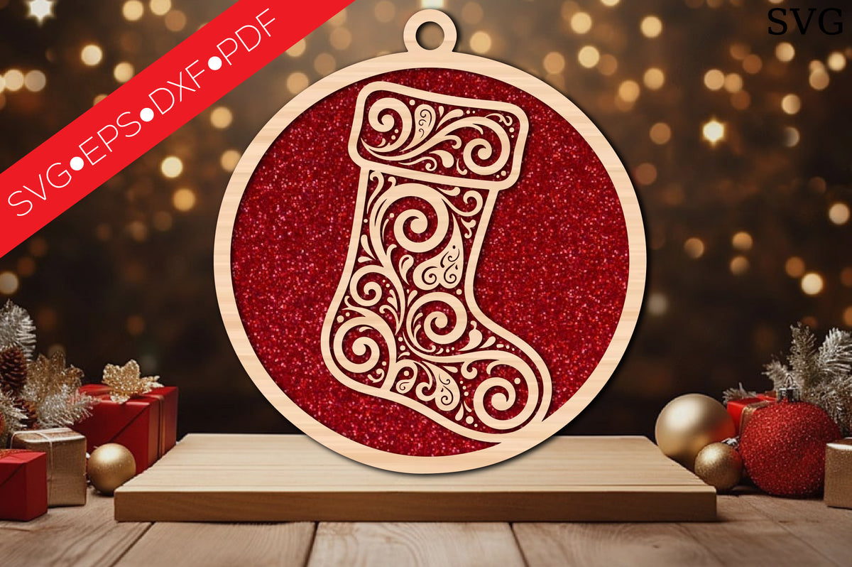 Christmas Stocking Ornament SVG Laser Cut