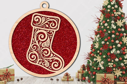 Christmas Stocking Ornament SVG Laser Cut