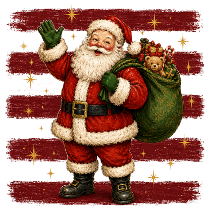 Christmas Stripes Santa Claus PNG | Vintage Santa Holiday Sublimation Clipart