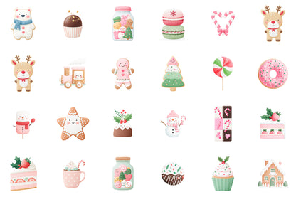 Christmas Sweets Watercolor Clipart PNG Bundle