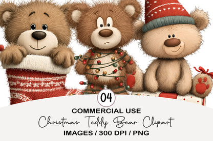 Christmas Teddy Bear Clipart PNG