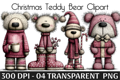 Christmas Teddy Bear Clipart PNG – Cute Winter Bear Designs