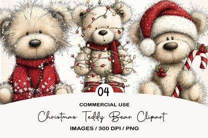 Christmas Teddy Bear Clipart PNG Cute Holiday Bear