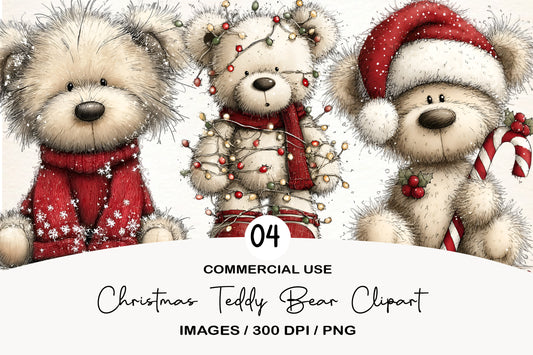 Christmas Teddy Bear Clipart PNG Cute Holiday Bear