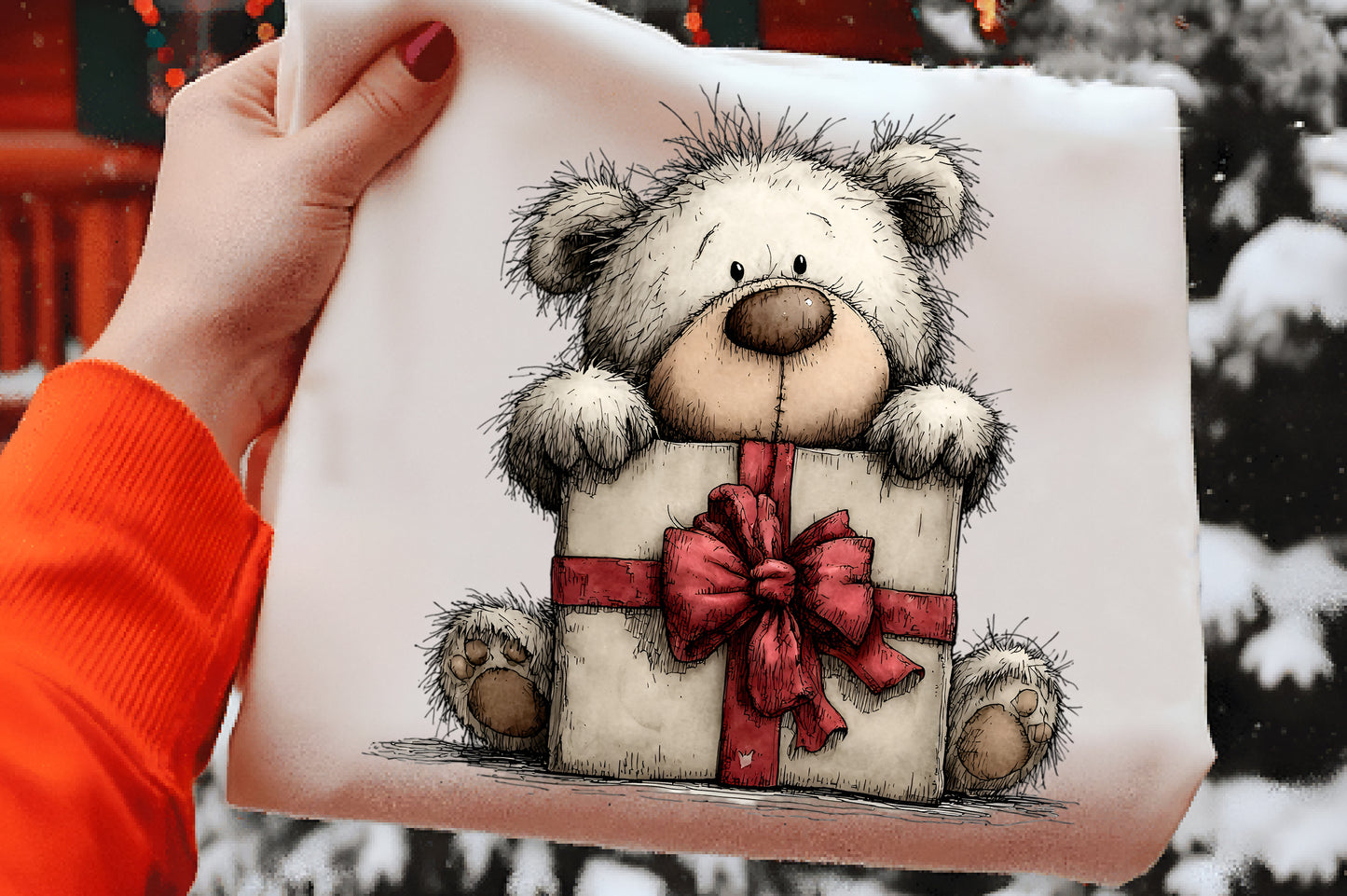 Christmas Teddy Bear Clipart PNG Bundle | Cute Watercolor Holiday Teddy Bear Clipart