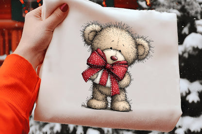 Christmas Teddy Bear Clipart PNG Bundle | Cute Watercolor Holiday Teddy Bear Clipart | Festive Christmas Bear PNG