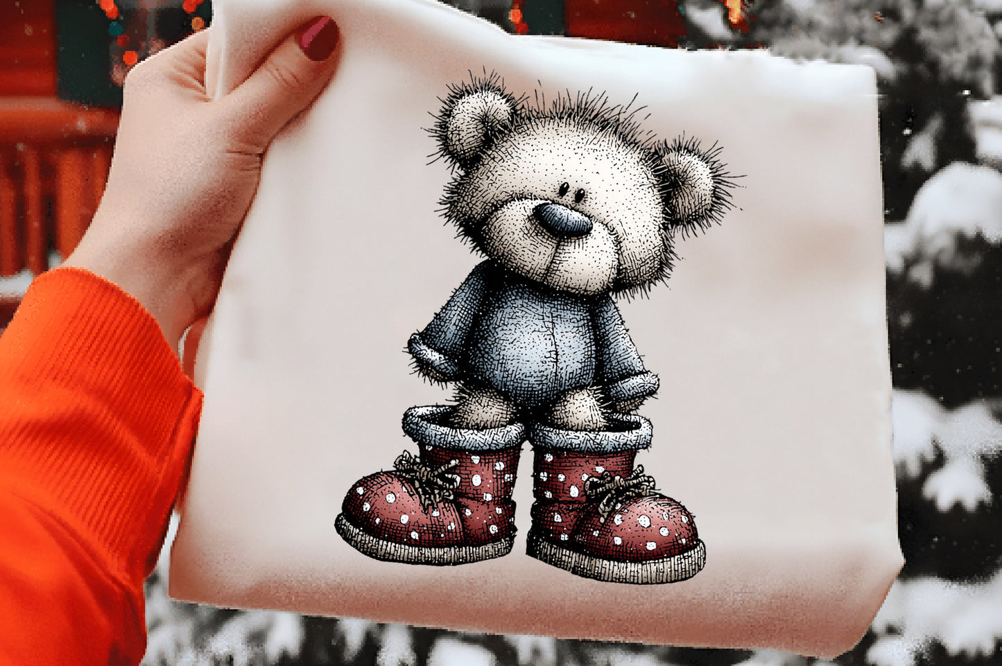 Christmas Teddy Bear Clipart PNG Bundle | Cute Watercolor Holiday Teddy Bear Clipart