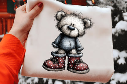 Christmas Teddy Bear Clipart PNG Bundle | Cute Watercolor Holiday Teddy Bear Clipart