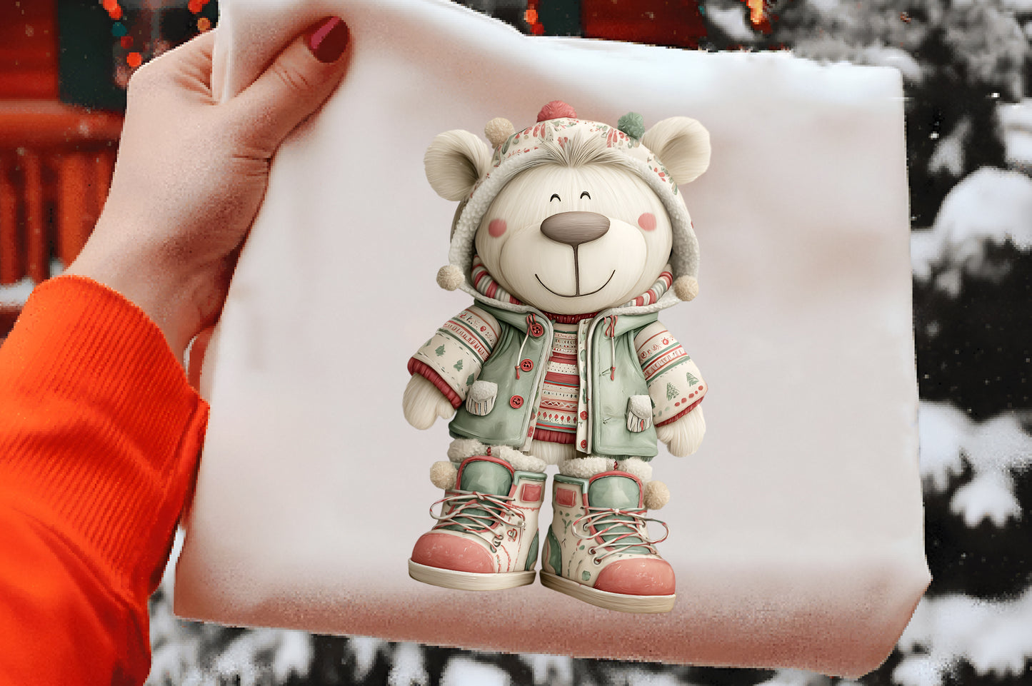Christmas Teddy Bear Clipart PNG Sublimation