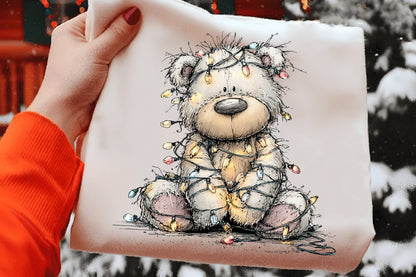Christmas Teddy Bear Clipart PNG Bundle | Cute Watercolor Holiday Teddy Bear Clipart | Festive Winter Teddy Bear PNG