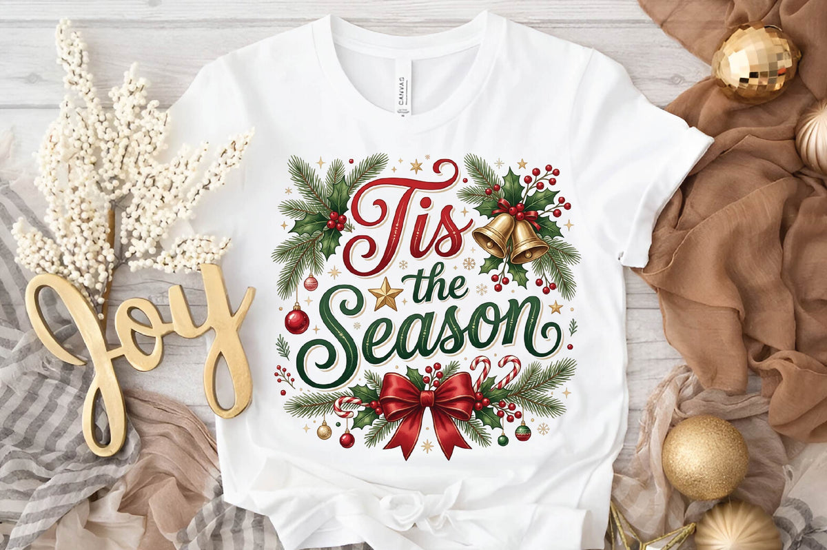 Christmas Tis the Season PNG, Tis the Season Christmas Clipart, Holiday Sublimation Design