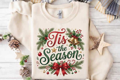 Christmas Tis the Season PNG, Tis the Season Christmas Clipart, Holiday Sublimation Design