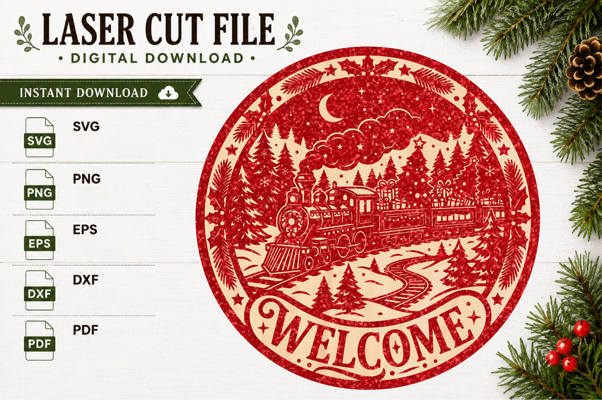 Christmas Train Welcome Sign SVG