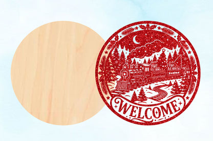 Christmas Train Welcome Sign SVG