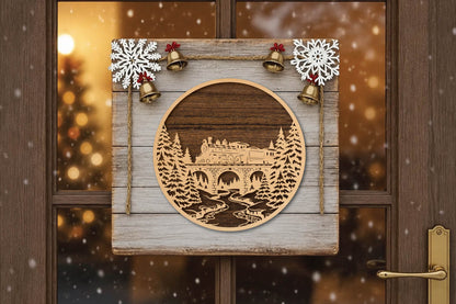 Christmas Train Laser Cut SVG, Christmas Train Ornament Cut File, Winter Train Woodland Holiday Decor