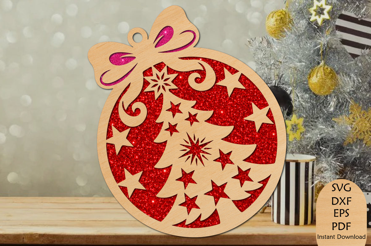 Christmas Tree Bauble Ornament Laser Cut SVG File