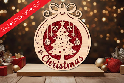 Christmas Tree Bauble SVG Laser Cut