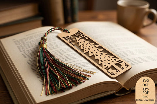 Christmas Tree Bookmark Laser Cut SVG, Christmas Bookmark Cut File