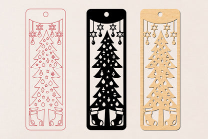 Christmas Tree Bookmark Laser Cut SVG, Christmas Bookmark Cut File