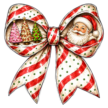 Christmas Coquette Bow PNG | Santa Christmas Tree Holiday Clipart