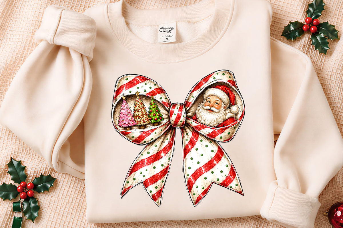 Christmas Coquette Bow PNG | Santa Christmas Tree Holiday Clipart