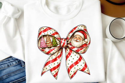Christmas Coquette Bow PNG | Santa Christmas Tree Holiday Clipart