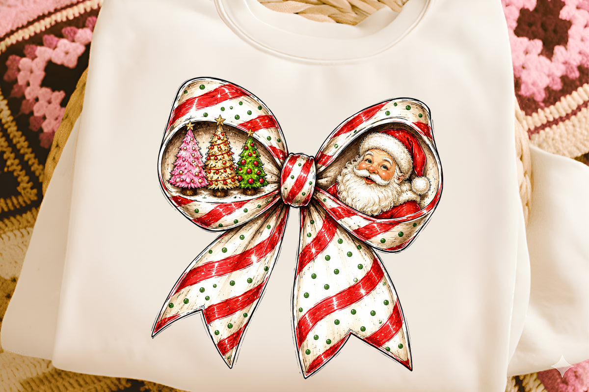 Christmas Coquette Bow PNG | Santa Christmas Tree Holiday Clipart