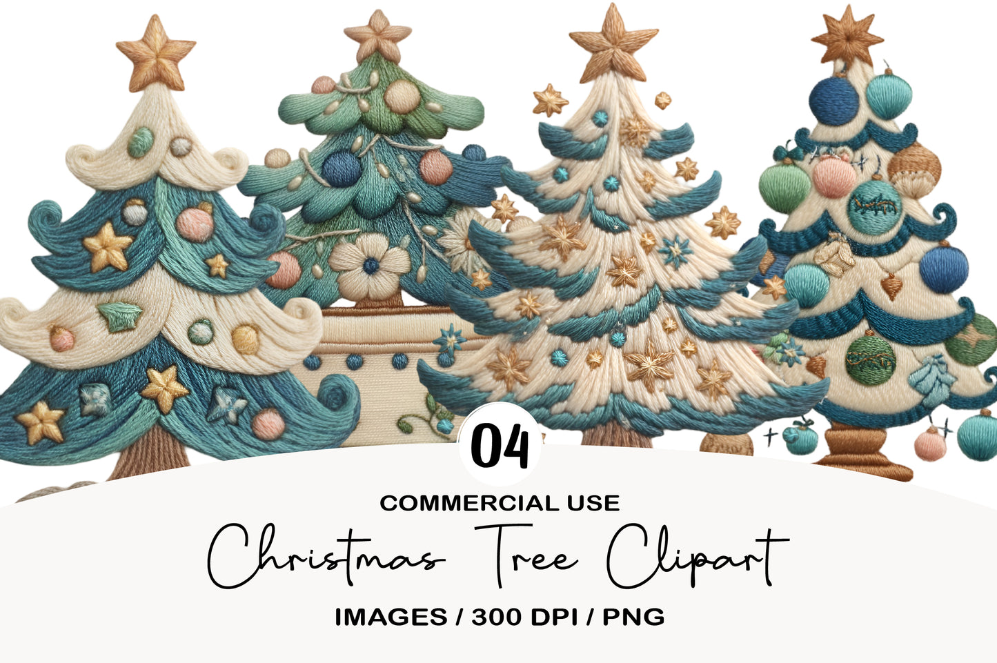 Christmas Tree Clipart PNG Bundle | Cute Watercolor Holiday Christmas Tree Clipart | Festive Winter Tree PNG