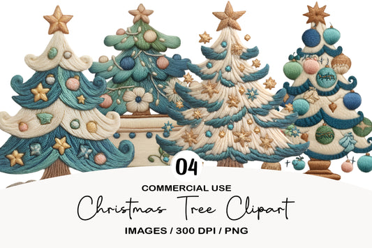 Christmas Tree Clipart PNG Bundle | Cute Watercolor Holiday Christmas Tree Clipart | Festive Winter Tree PNG