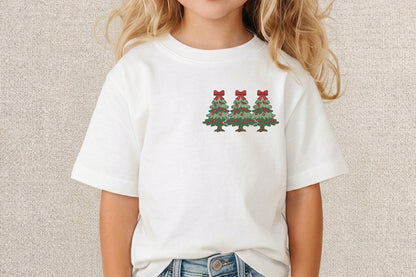 Christmas Tree Coquette Bow Embroidery Design – Cute Christmas Tree & Bow Machine Embroidery Pattern, Girly Holiday Embroidery Design